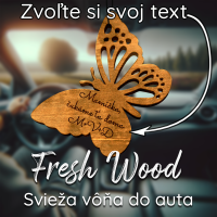 Drevená vôňa do auta – Fresh Wood Motýľ s vlastným odkazom