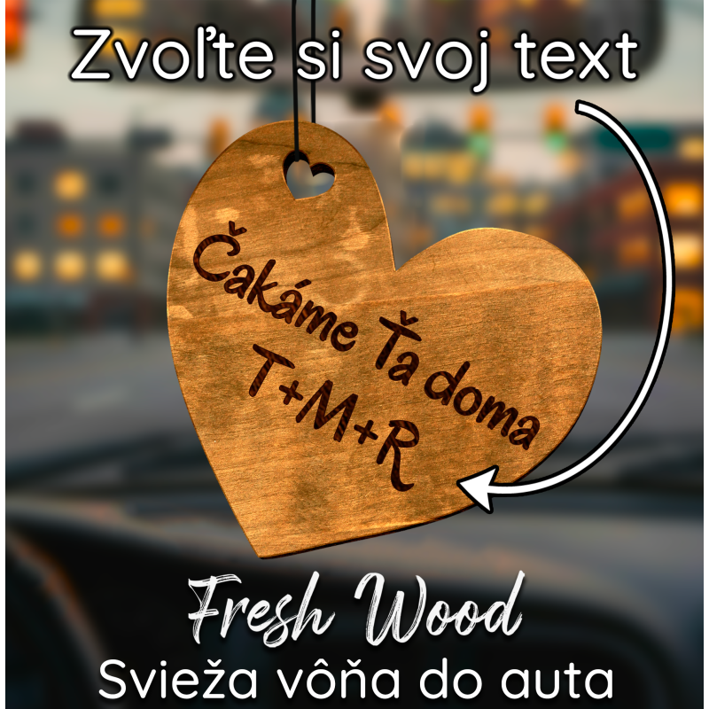 Drevená vôňa do auta – Fresh Wood s vlastným odkazom