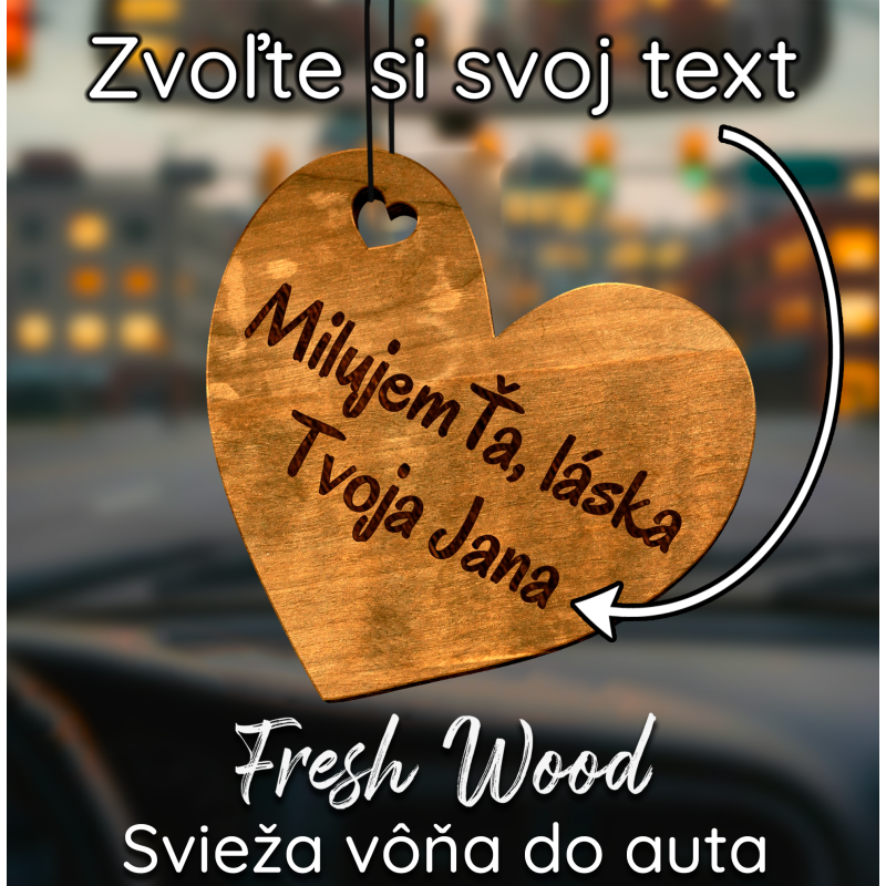 Drevená vôňa do auta – Fresh Wood s vlastným odkazom