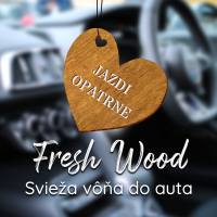 Drevená vôňa do auta – Fresh Wood Jazdi opatrne Srdce