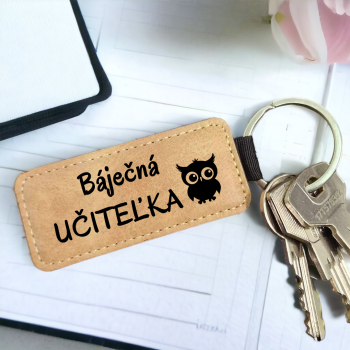Krásná kožená kľúčenka Báječná učiteľka