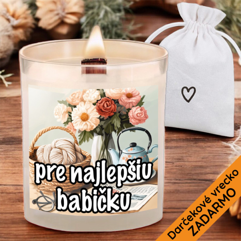 Krásna sviečka s praskajúcim knôtom 450g - Pre babičku